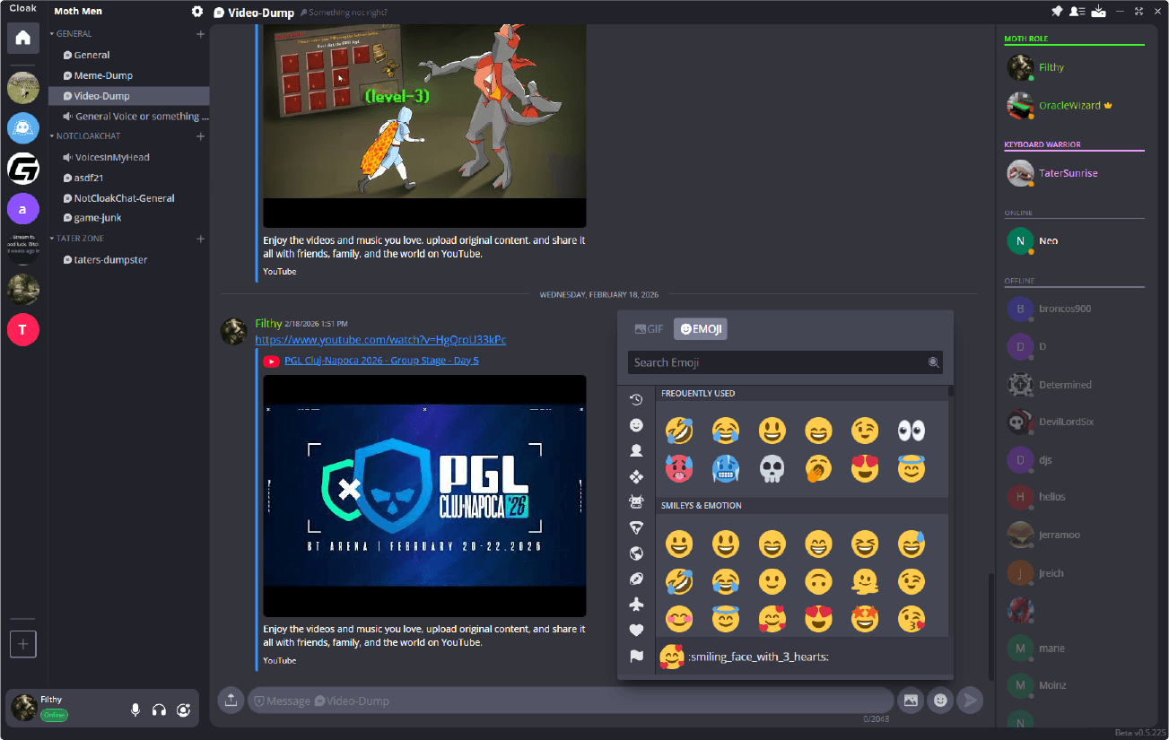 Cloak message reactions with custom emoji in encrypted chat