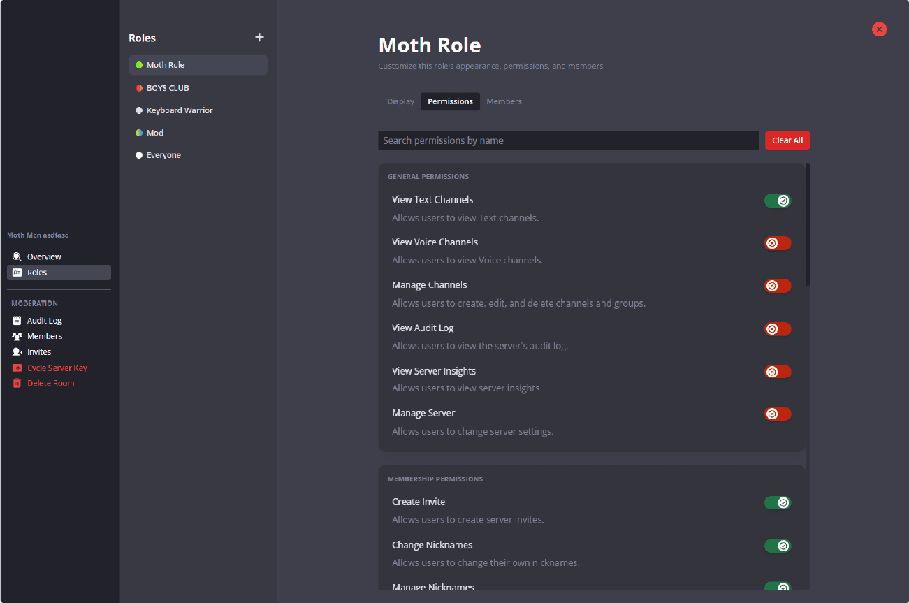 Cloak role-based permissions and group management in encrypted chat rooms